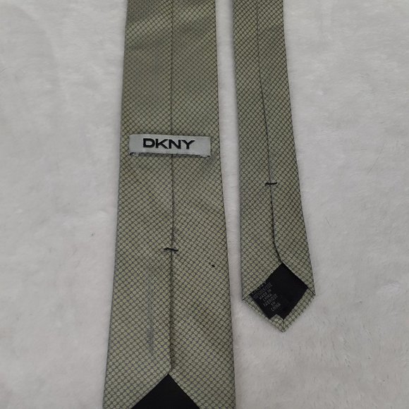 DKNY Men's Tie Geometric Skinny Slim Green Gray - Picture 3 of 6